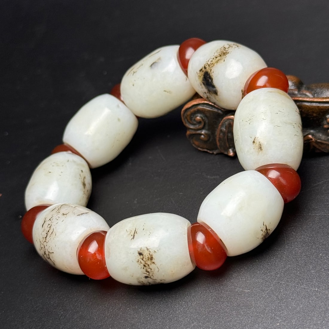 Hand Woven Hetian Jade & Agate Beads Bracelet - 4