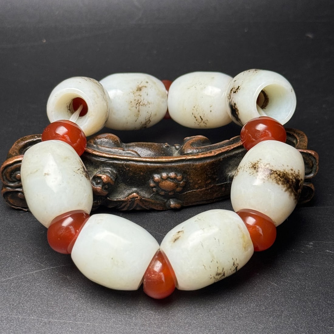 Hand Woven Hetian Jade & Agate Beads Bracelet - 5