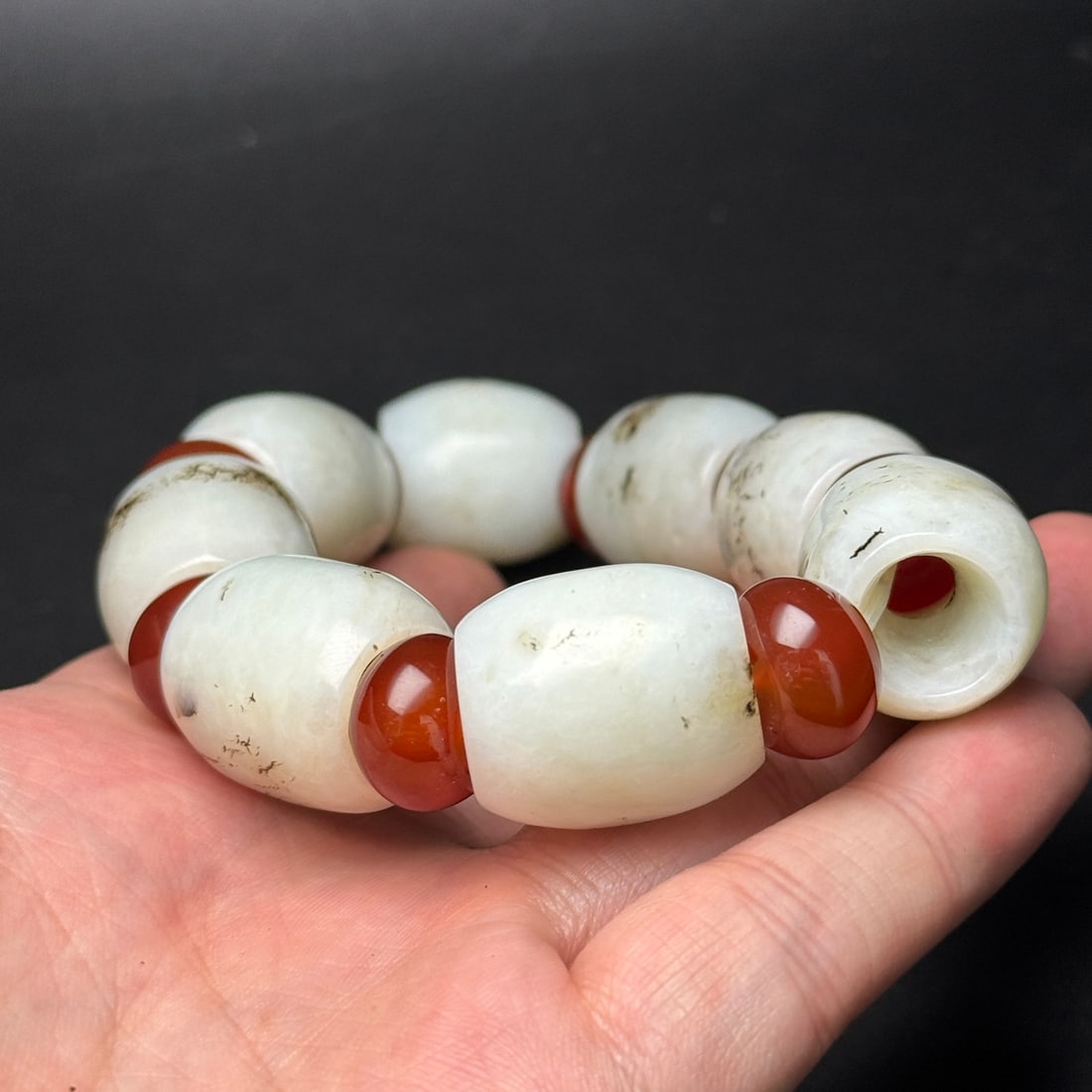 Hand Woven Hetian Jade & Agate Beads Bracelet - 9