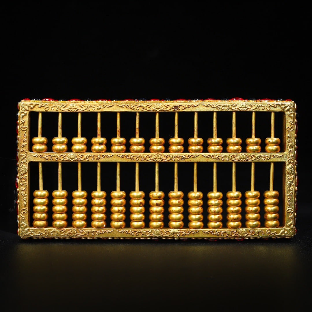 Vintage Gilt Gold Copper Abacus: Title: Vintage Gilt Gold Copper Abacus Origin: Chinese Date/Period: After1880 Materials: Gilt Gold Copper Dimensions: 240 x 120 (mm) 9.45 x 4.72 (inches) Weight: 3.18 lbs/ 1443 g Reserve: $389.00 Ship