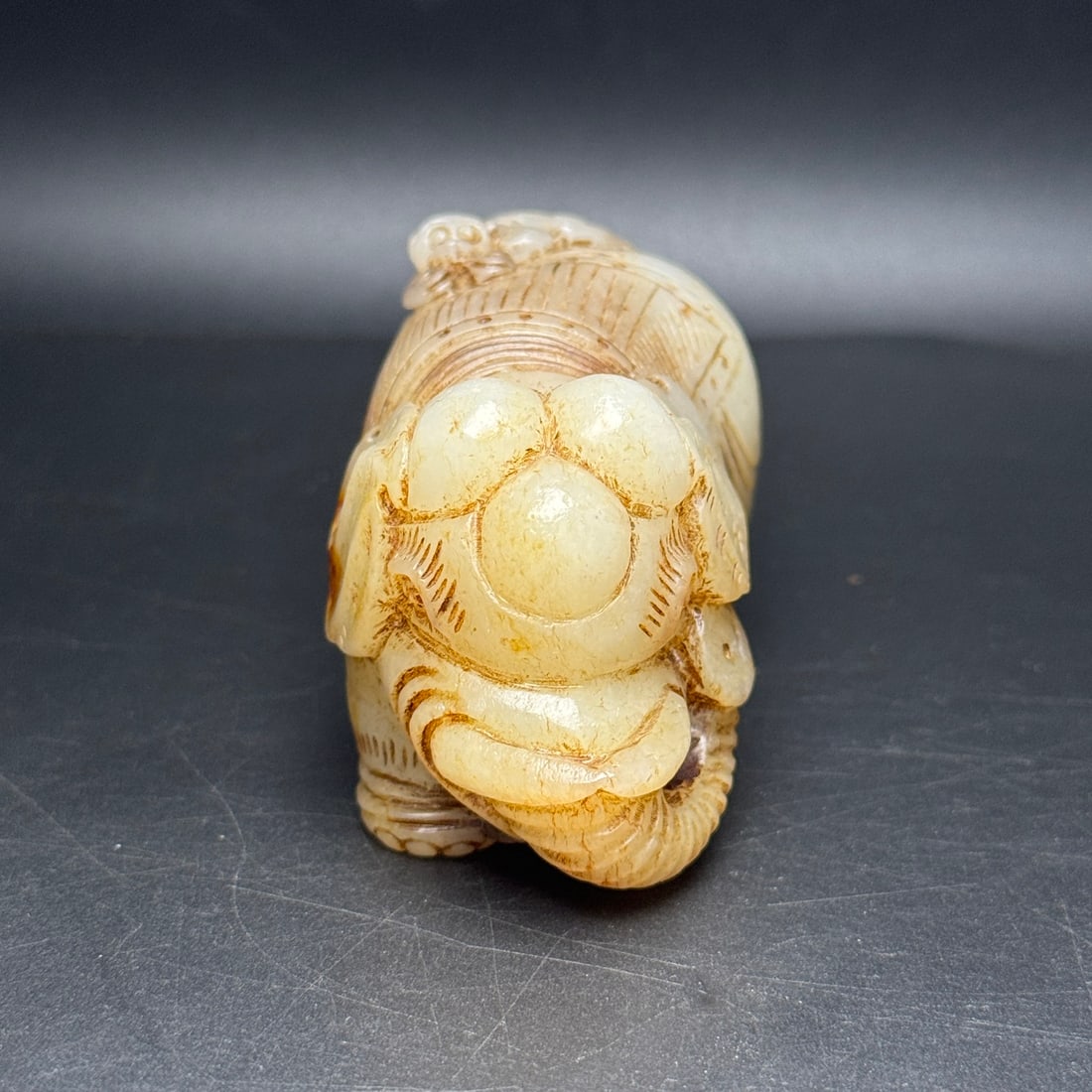 Old Hetian Jade Hand-Carved Statue w Elephant & Monkey - 3