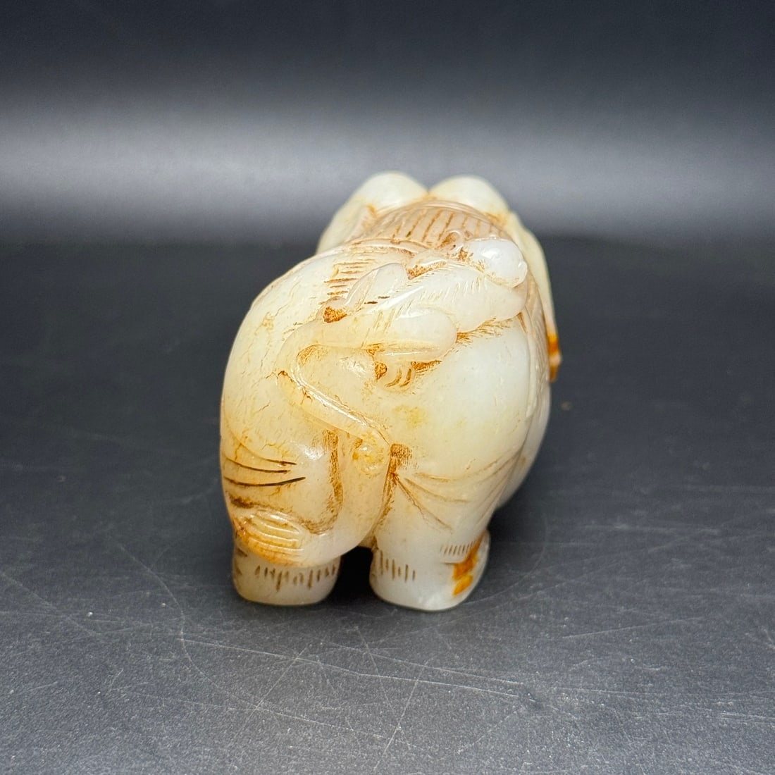 Old Hetian Jade Hand-Carved Statue w Elephant & Monkey - 4