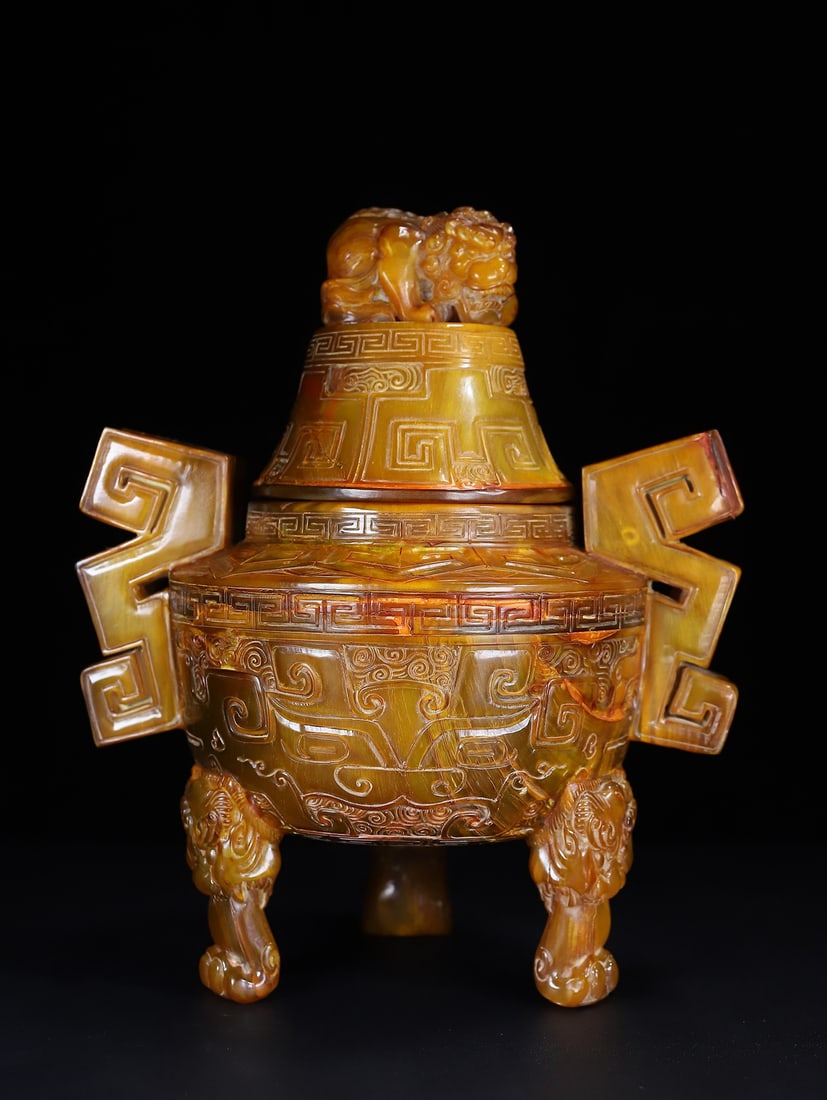 Vintage Ox Horn 3 Leg Double Ear Incense Burner (1 of 10)