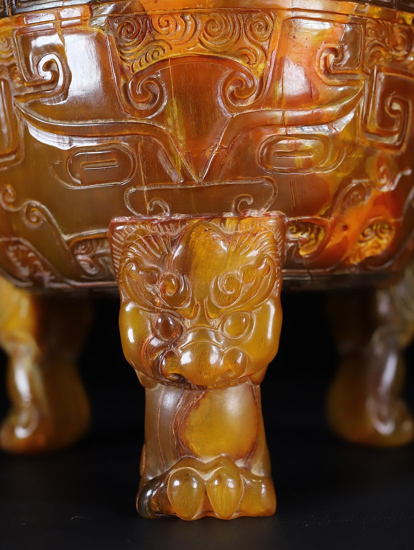 Vintage Ox Horn 3 Leg Double Ear Incense Burner - 4
