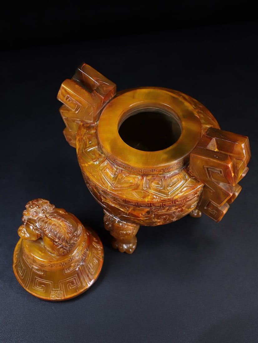 Vintage Ox Horn 3 Leg Double Ear Incense Burner - 5