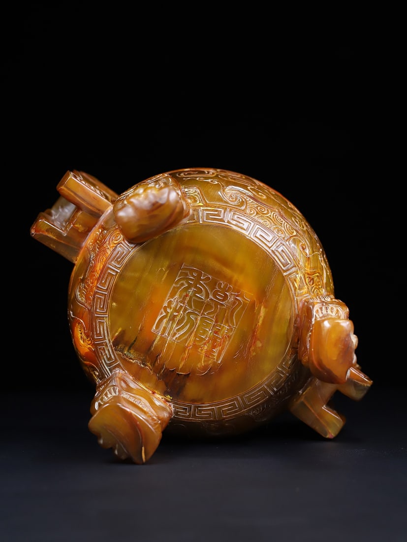 Vintage Ox Horn 3 Leg Double Ear Incense Burner - 6