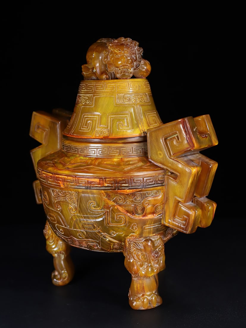 Vintage Ox Horn 3 Leg Double Ear Incense Burner - 7