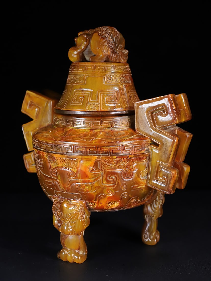 Vintage Ox Horn 3 Leg Double Ear Incense Burner - 9
