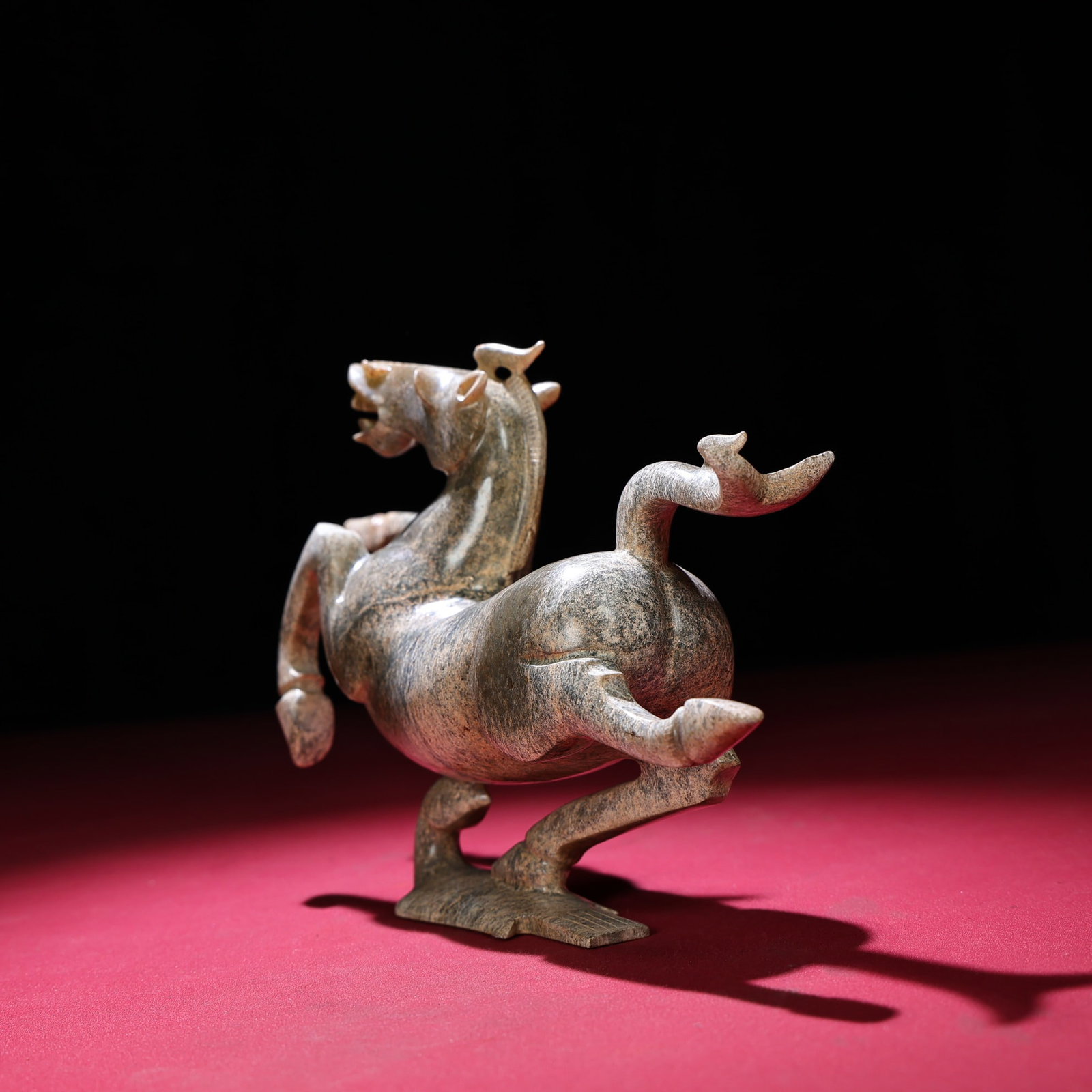 Vintage Hetian Jade Hand-Carved Statue w Fortune Horse - 8