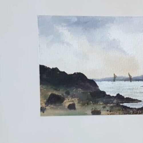 Antique Ink Original Drawing Maritime Landscape, Seascape - 3