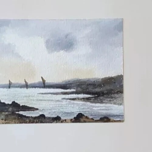 Antique Ink Original Drawing Maritime Landscape, Seascape - 6