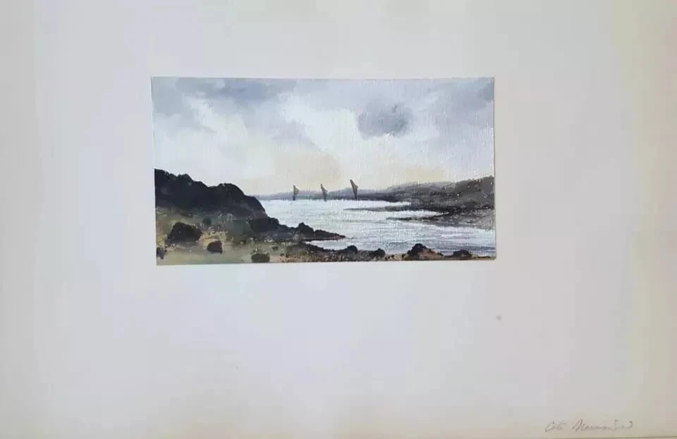 Antique Ink Original Drawing Maritime Landscape, Seascape - 8
