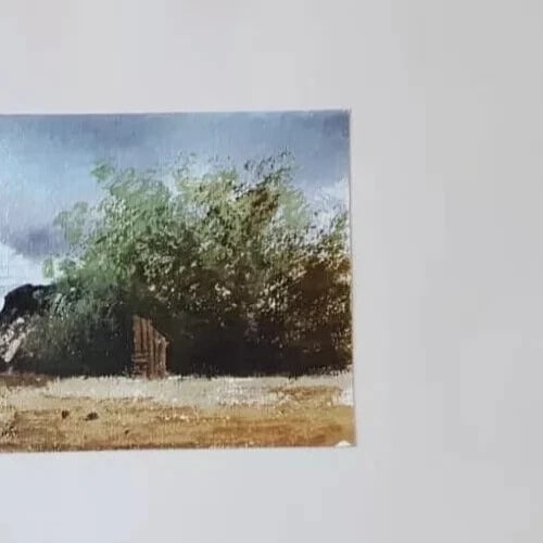 Antique Ink Original Drawing Landscape, Forest and Seaview Artwork - 6
