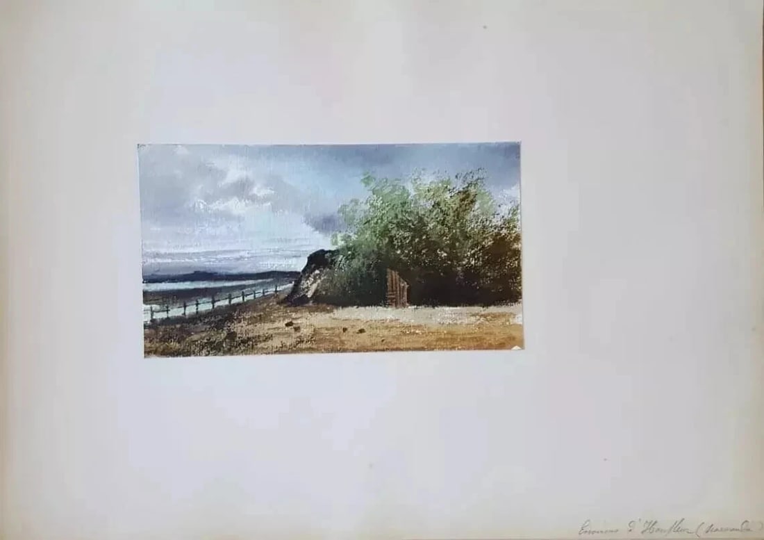 Antique Ink Original Drawing Landscape, Forest and Seaview Artwork - 8