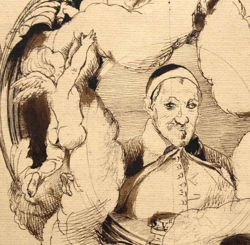 Dominique Antoine MAGAUD (1817-1899) St Vincent de Paul Antique Original Drawing - 3