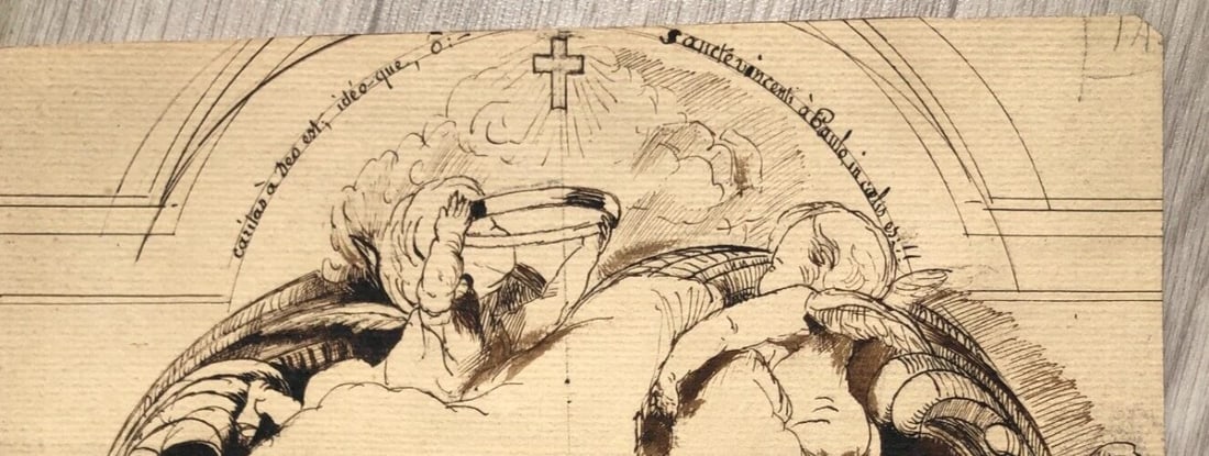 Dominique Antoine MAGAUD (1817-1899) St Vincent de Paul Antique Original Drawing - 4