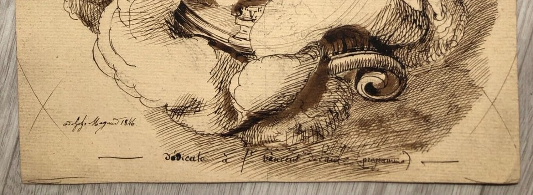 Dominique Antoine MAGAUD (1817-1899) St Vincent de Paul Antique Original Drawing - 5