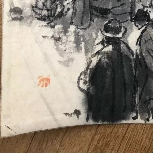 People, Rain By Jules CHADEL (1870-1942) Umbrellas - Antique Drawing - 6