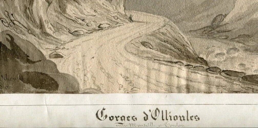 Antique Original Landscape Gorges Ollioules, Mountain, Marseille, Toulon 1850 - 5