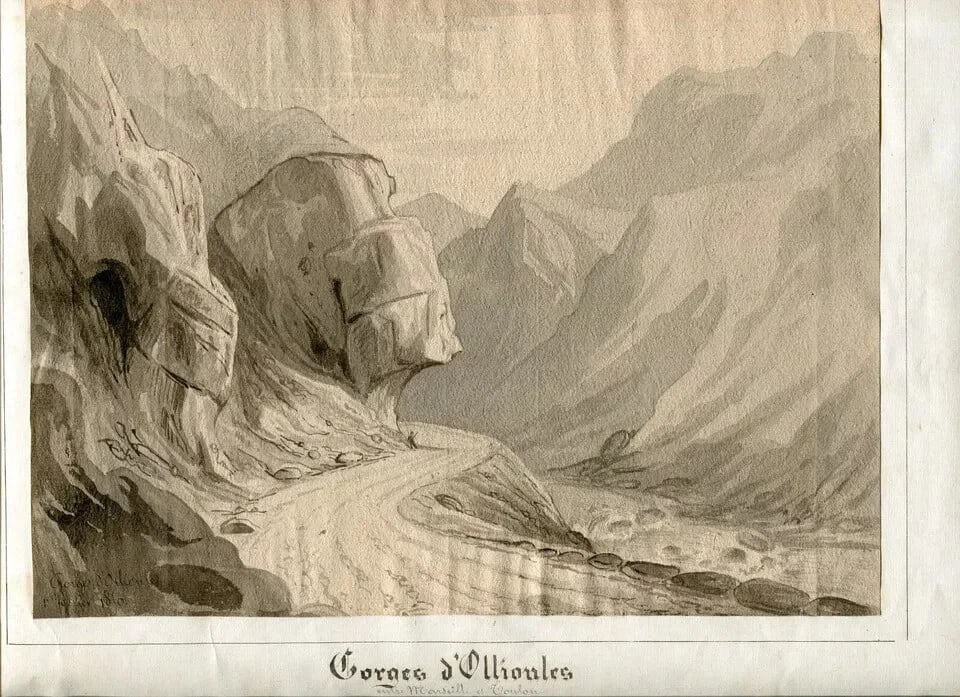 Antique Original Landscape Gorges Ollioules, Mountain, Marseille, Toulon 1850 - 7