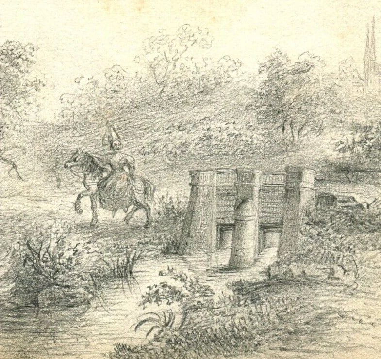 Antique Pencil Original Drawing Man, Horse, Landscape, Trees, Forest: Pencil on paper 15,5 x 22 cm stains, small holes Reserve: $80.00 Shipping: Domestic: Flat-rate of $19.00 to anywhere within the contiguous U.S. International: Foreign shipping rates are determined by 