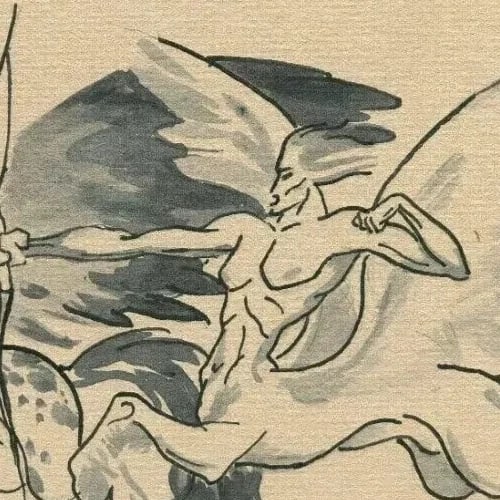 Centaur Figure Sketch Drawing Artwork Mythology Vintage Original Ink - 4
