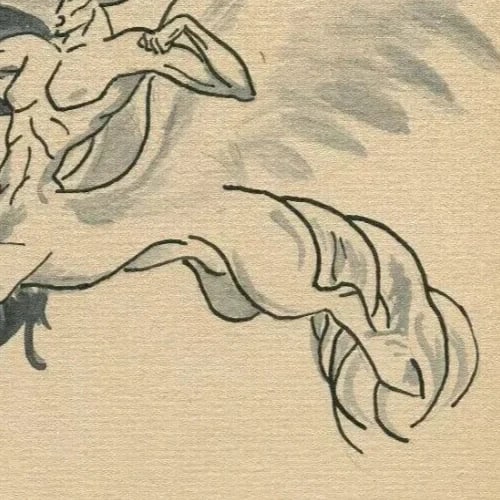 Centaur Figure Sketch Drawing Artwork Mythology Vintage Original Ink - 5