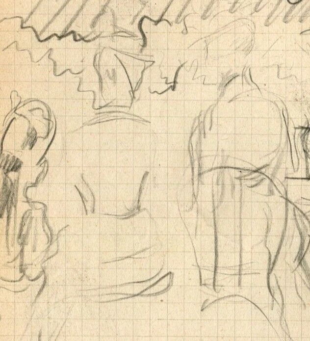Sketch Elegant Woman Drawing Antique Pencil Original - 3