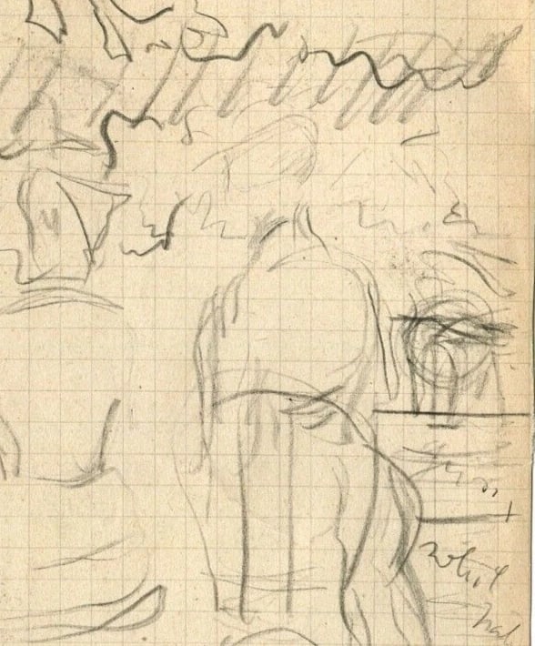Sketch Elegant Woman Drawing Antique Pencil Original - 6