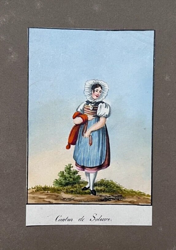 Vintage Original Old Drawing People, Portrait Canton of Soleure Artwork (1 of 8)