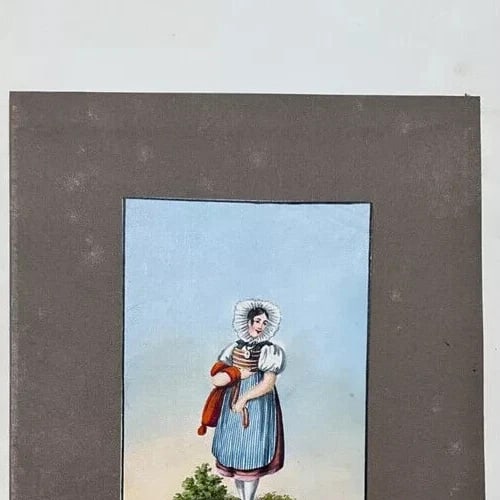 Vintage Original Old Drawing People, Portrait Canton of Soleure Artwork - 3
