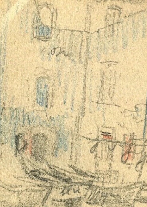 Early 20th French Pencil Drawing Boats in a Port, Landscape - Pencils - 4