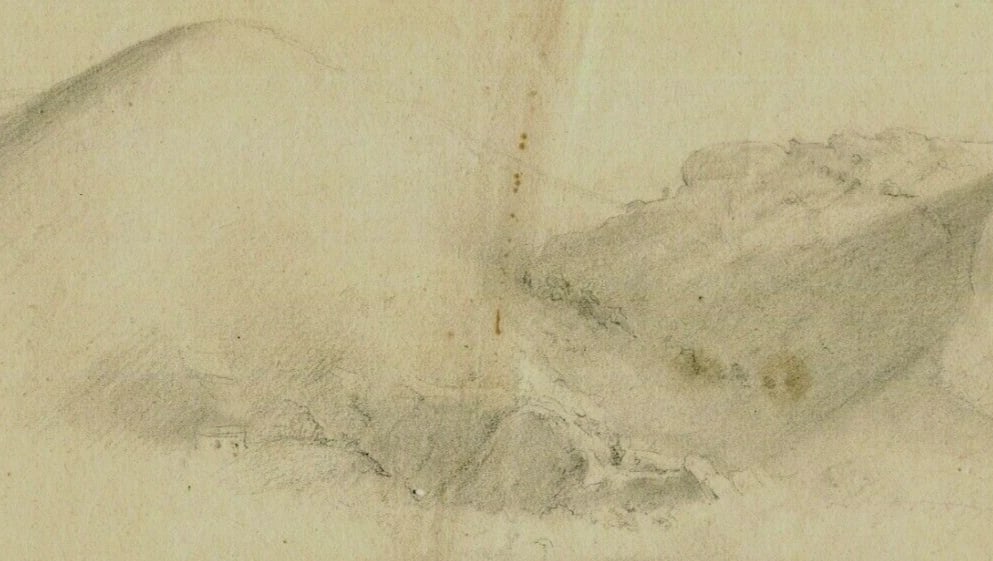Mountain Sketches Antique Original - Drawing French Pencil 19th century (1 of 8)
