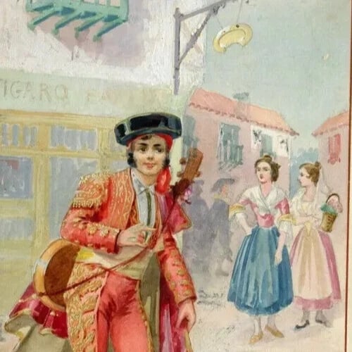 Barber of Seville - Drawing Vintage Art Deco Gouache Illustration - 4