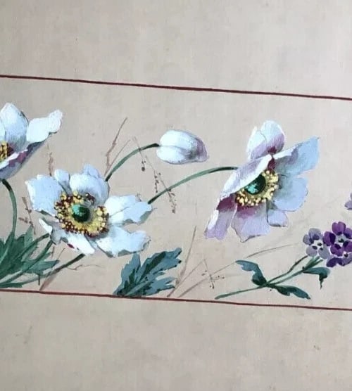 19th century Flowers Bouquet Floral - Drawing Original Antique - 4