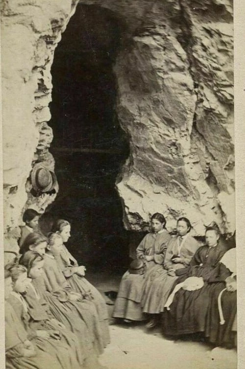 1870 Fairies Caves of St Maurice – Garcin CDV Photo – Albumen Print: Rare CDV of the Fairies Caves (Grottes des Fées) in St Maurice, Switzerland, by Garcin. Striking natural landscape, a rare tourist or geological photo. Albumen prints mounted on cardboard