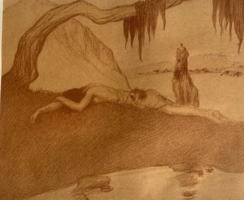 Vintage Lithography Abel Pfeffermann PANN (1883-1963) - Bible, Geneva, Cain (1 of 8)