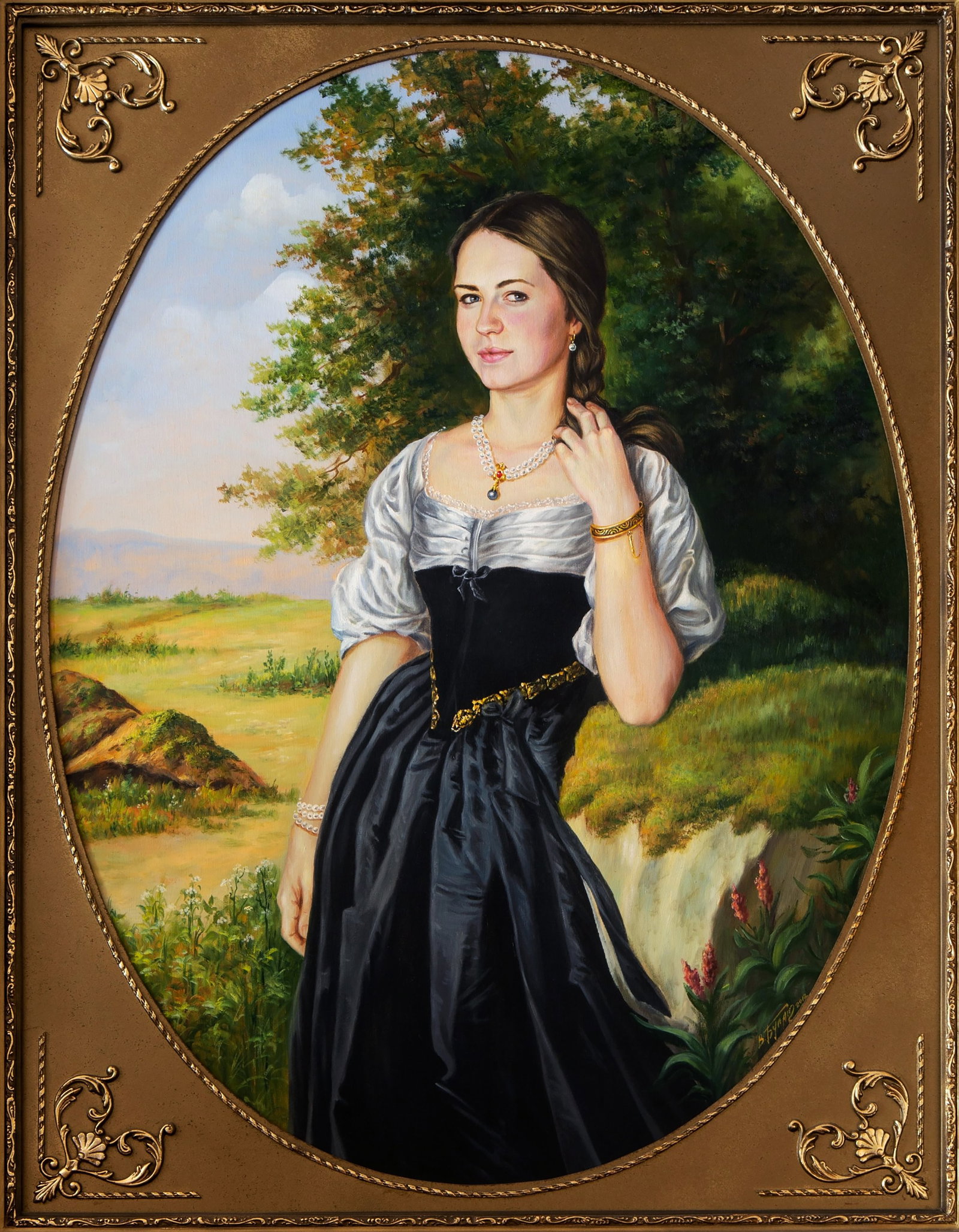 Oil painting Portrait of Maria Valeriy Bulat: 62BUL Painter: Valeriy Bulat Size: 101x79 cm/39.76x31.10 inches Components: oil, canvas Original painting CONDITION: excellent ARTIST: Bulat Valeriy Nikolaevich. Born in Zaporozhye (Ukraine). Graduate