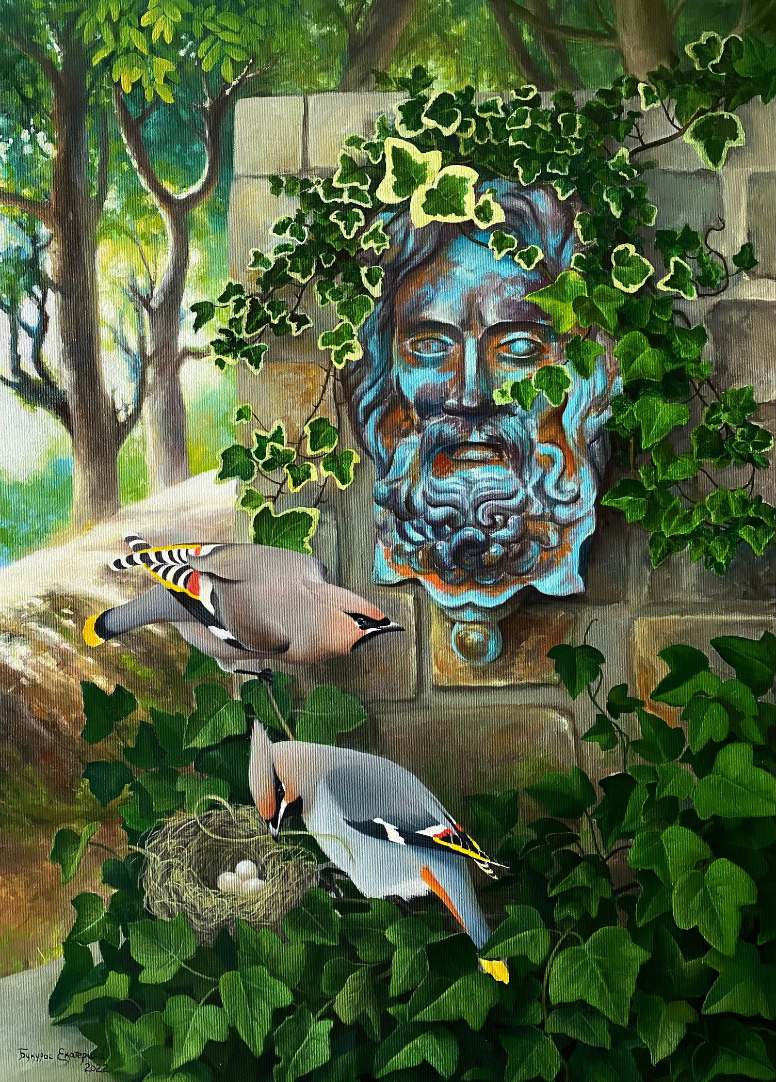 Oil painting Ancient Garden Kateryna Bukuros: 10BUKUR Painter: Kateryna Bukuros Size: 70?50 cm/27.55x19.68 inches Components: oil, canvas Original painting CONDITION: excellent ARTIST: Kateryna Aleksandrivna Bukuros is a realist artist born in 19