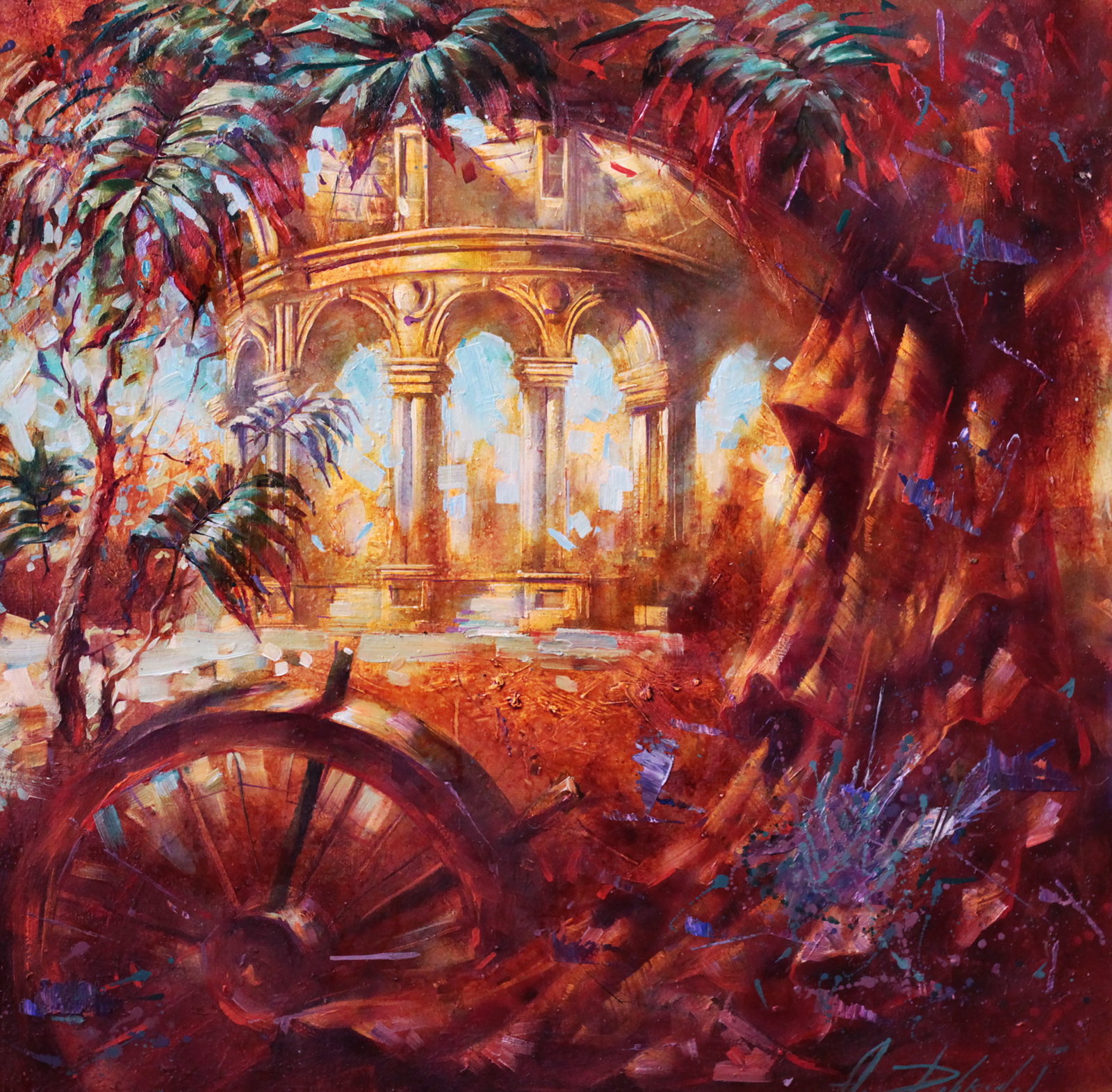 Oil painting Red morning Alexander Dobrodiy: 5DOBROD Painter: Alexander Dobrodiy Size: 55x55 cm/21.65x21.65 inches Components: oil, canvas Original painting CONDITION: excellent ARTIST: Alexander Dobrodiy is known for his bright and emotionally