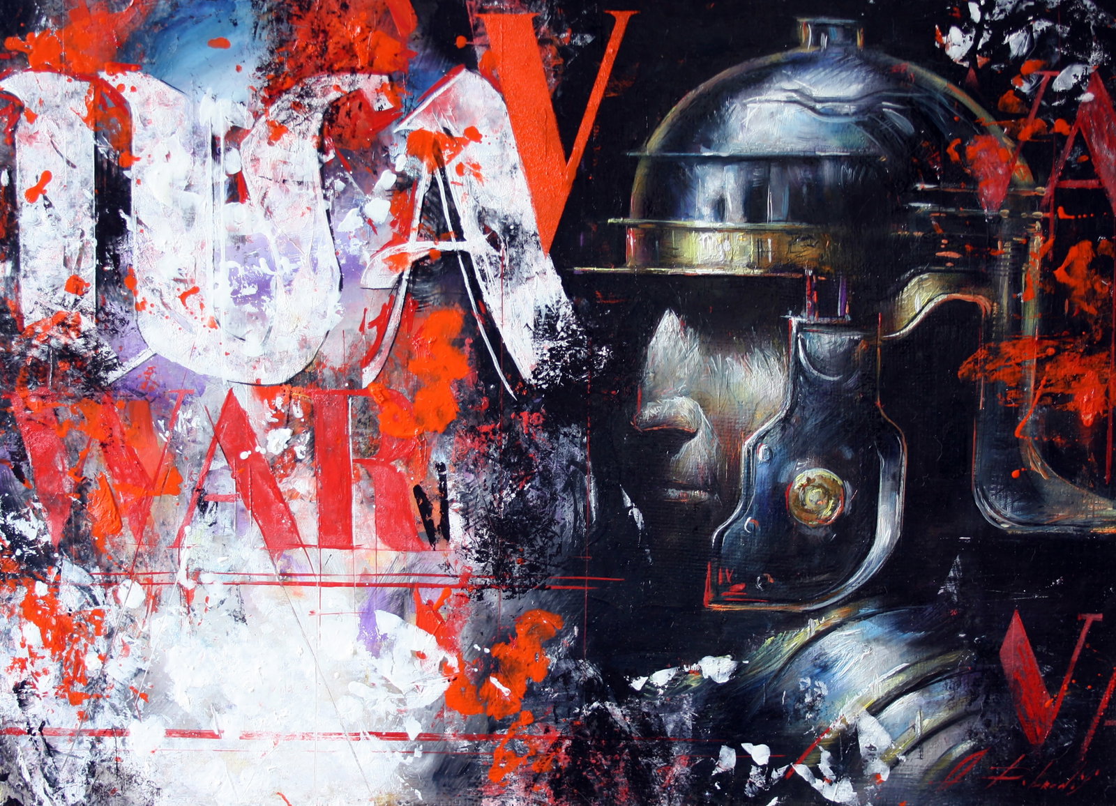 Oil painting Warrior Alexander Dobrodiy: 9DOBROD Painter: Alexander Dobrodiy Size: 50x70 cm/19.68x27.55 inches Components: oil, canvas Original painting CONDITION: excellent ARTIST: Alexander Dobrodiy is known for his bright and emotionally