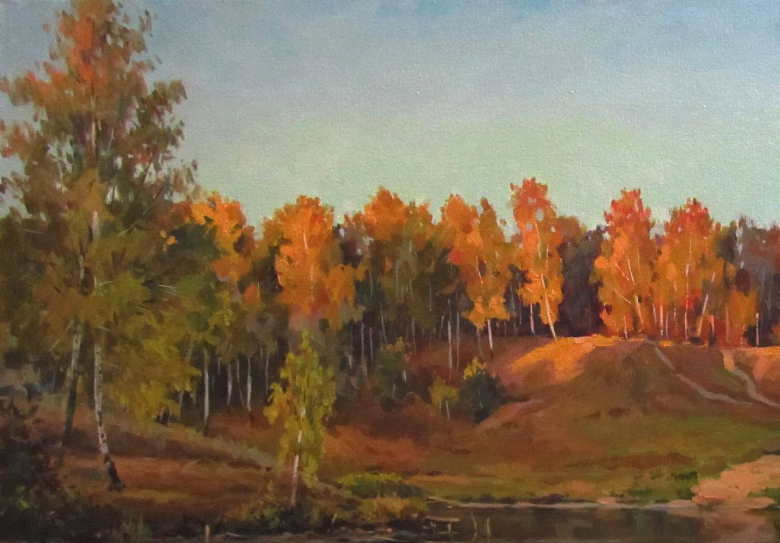 Oil painting Autumn river shore Alexander Guzev - 2