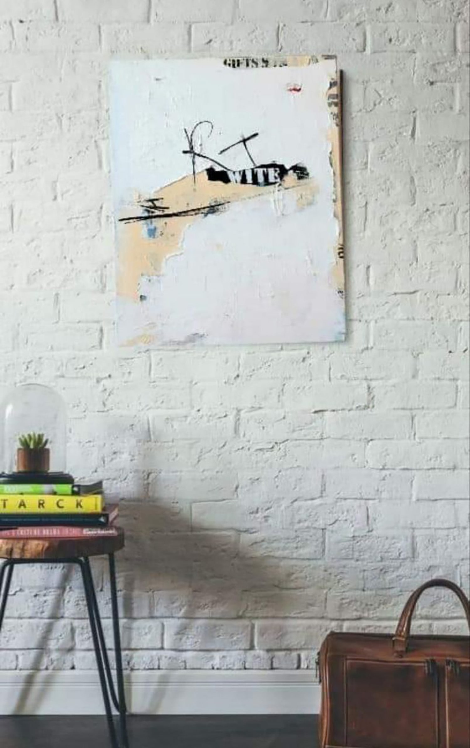 Acrylic painting White paint on newspaper Marusya Abashidze - 2