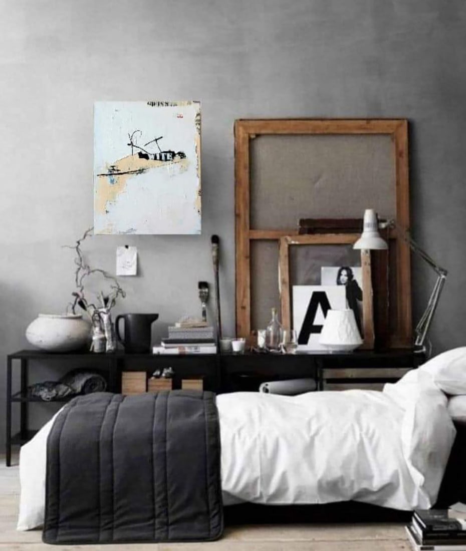 Acrylic painting White paint on newspaper Marusya Abashidze - 3