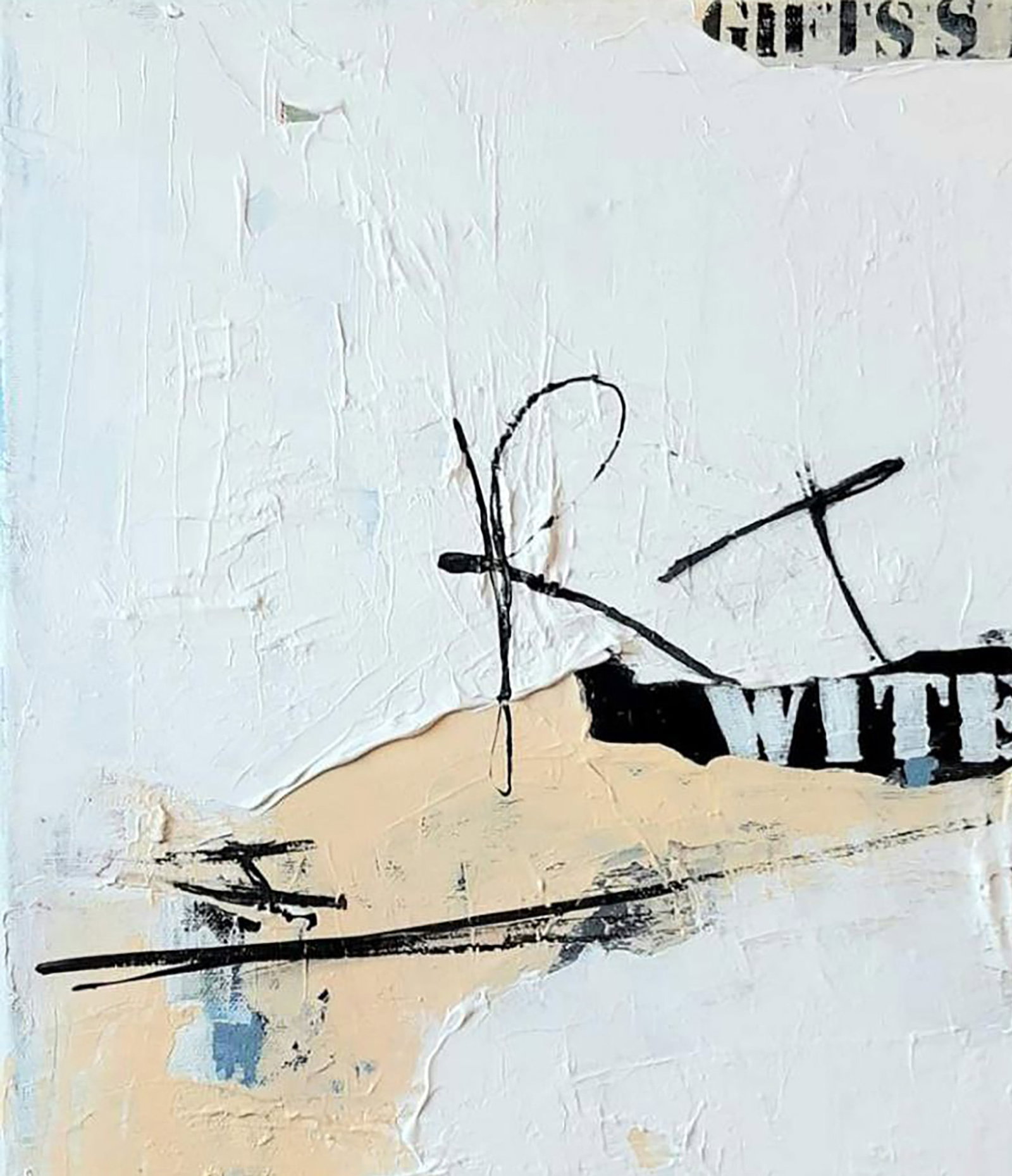 Acrylic painting White paint on newspaper Marusya Abashidze - 4