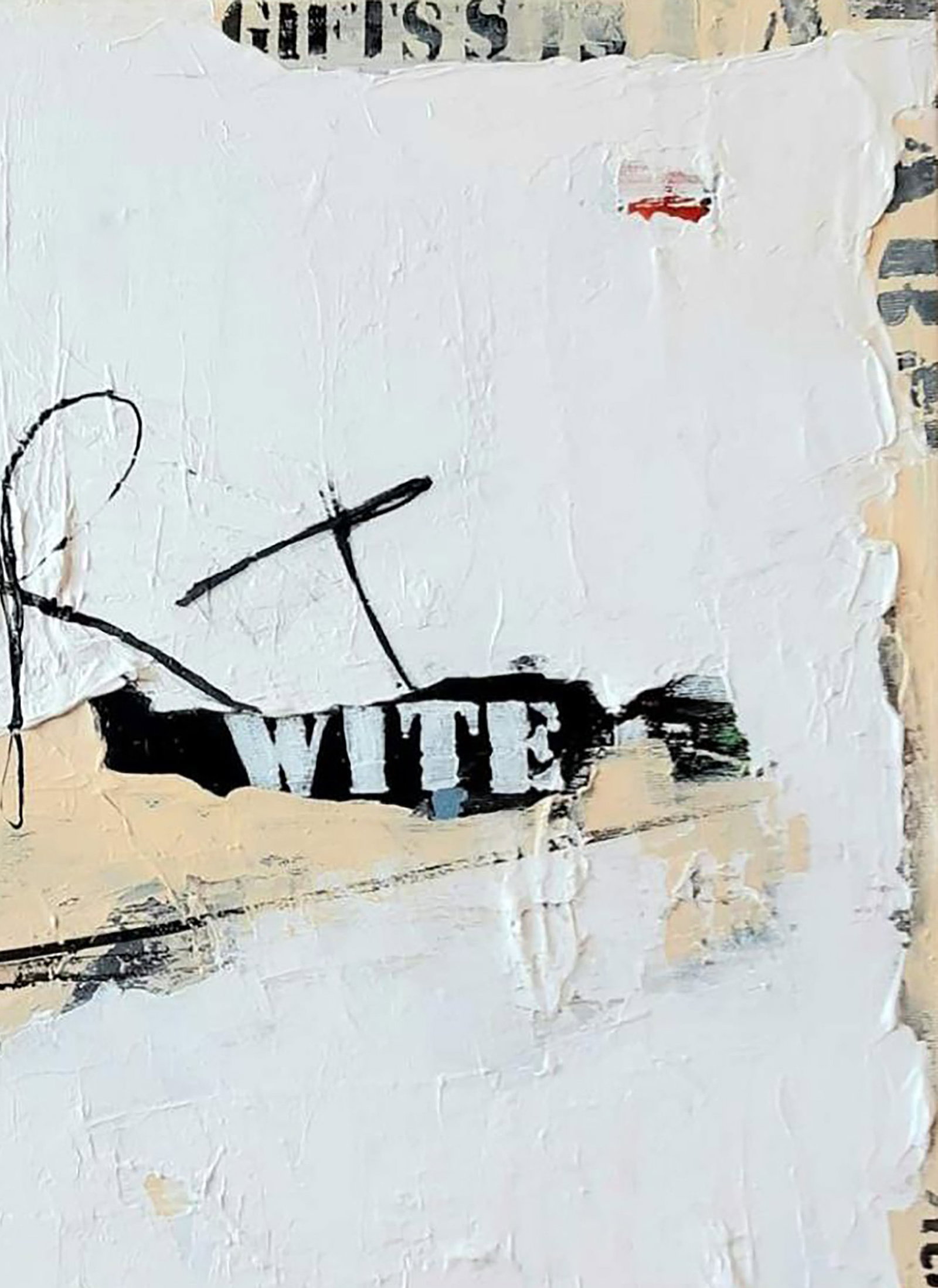 Acrylic painting White paint on newspaper Marusya Abashidze - 5