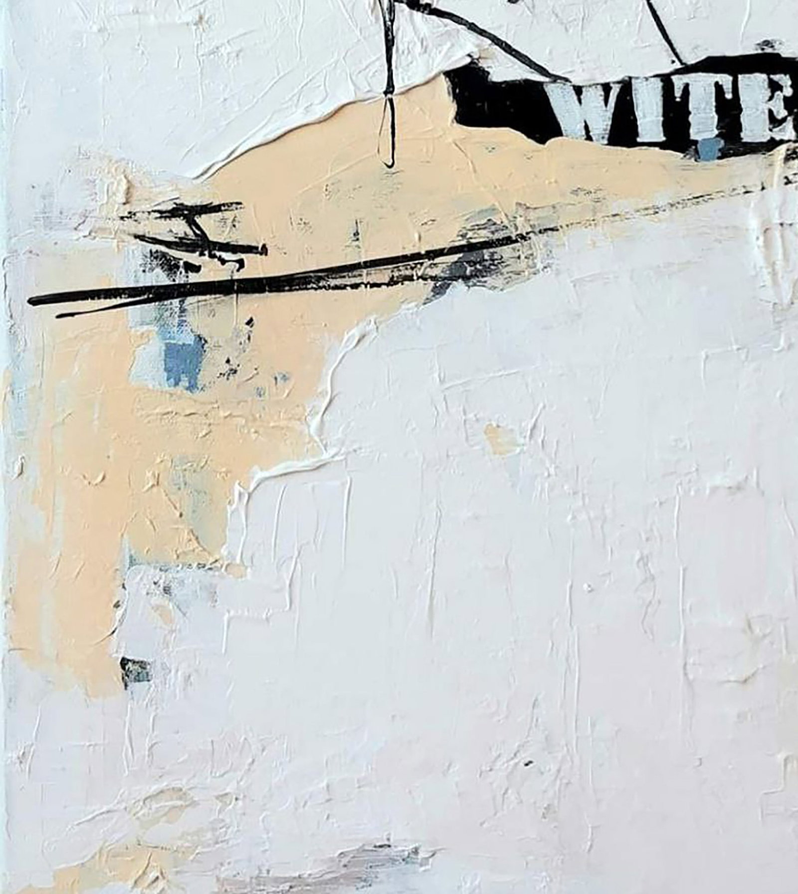Acrylic painting White paint on newspaper Marusya Abashidze - 6
