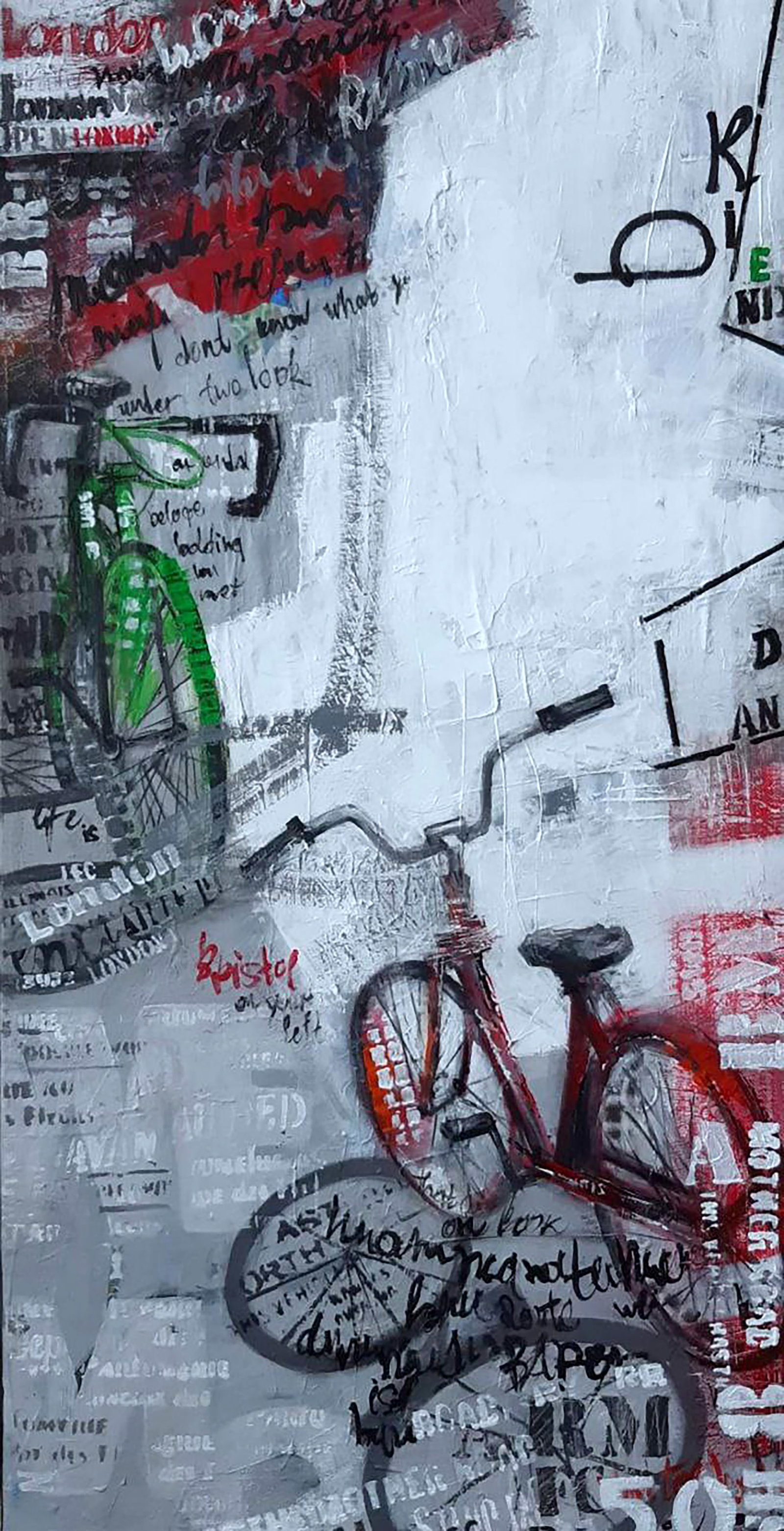 Acrylic painting Along the streets on bicycles Marusya Abashidze: 9ABASH Painter: Marusya Abashidze Size: 70x40 cm/27.55x15.74 inches Components: acrylic, canvas Original painting CONDITION: excellent ARTIST: Marusya Abashidze is a Ukrainian artist who works under
