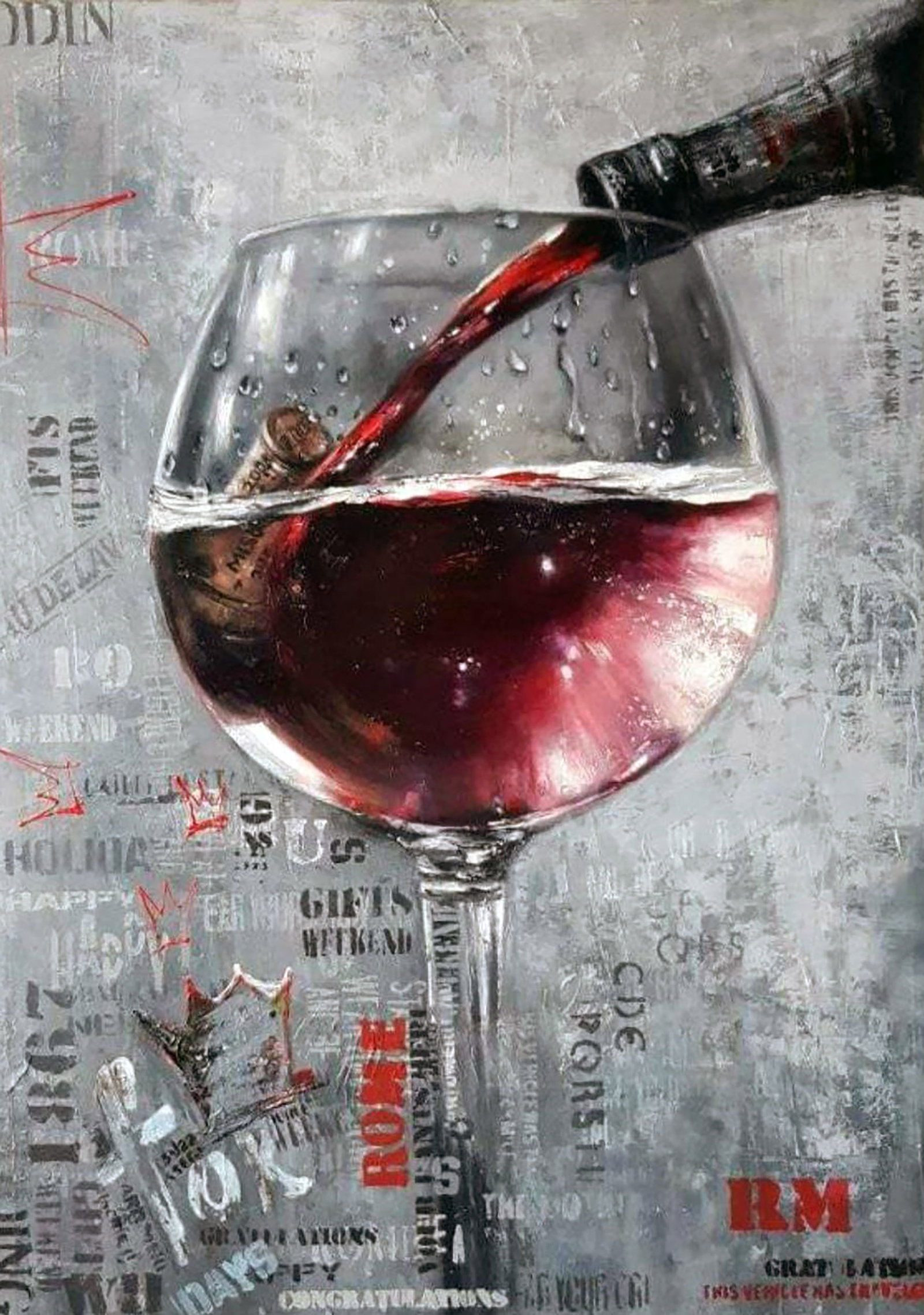 Oil painting Red wine Marusya Abashidze: 22ABASH Painter: Marusya Abashidze Size: 55x75 cm/21.65x29.52 inches Components: oil, canvas Original painting CONDITION: excellent ARTIST: Marusya Abashidze is a Ukrainian artist who works under a