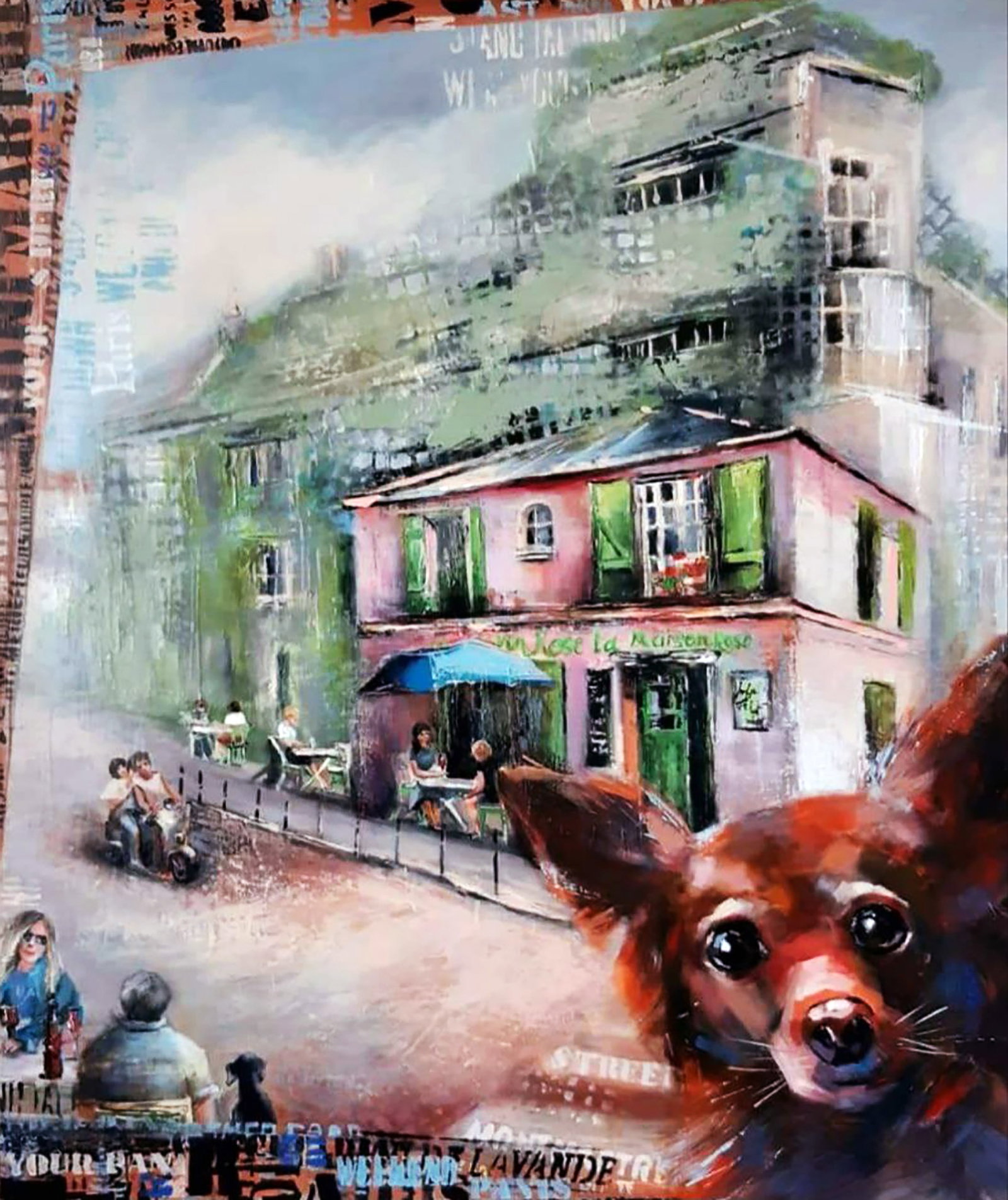 Acrylic painting Pink House Marusya Abashidze